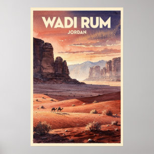 Wadi Rum Jordan Vintage Reise Poster