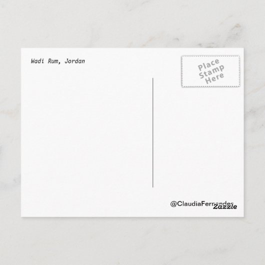 Wadi Rum Wüste Postkarte (Rückseite)