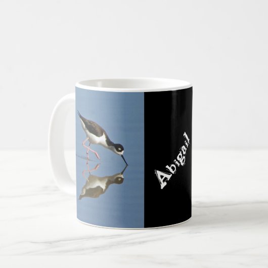 Wading Bird Calm Water Reflection Foto Küste Kaffeetasse (Vorderseite Links)