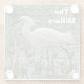 Wading Bird Foto Family Name White Egret Glasuntersetzer (Rückseite)