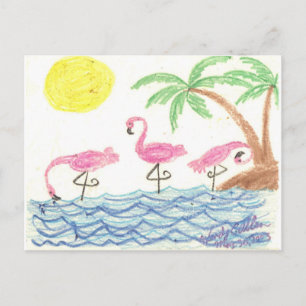 Wading Flamingos Postkarte