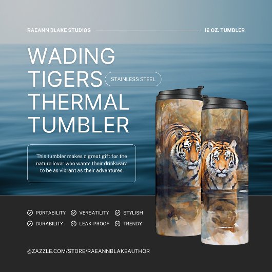 Wading Tigers Print Thermal Tumbler Thermosbecher