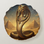 Wadjet – Egyptian Cobra Goddess Rundes Kissen (Rückseite)