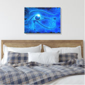 WADJET EYE OF HORUS Blue Fantasy Print Leinwanddruck (Insitu (Schlafzimmer))