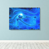 WADJET EYE OF HORUS Blue Fantasy Print Leinwanddruck (Insitu (Holzboden))