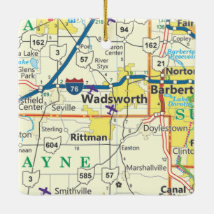 Wadsworth Ohio Vintag Map Keramikornament