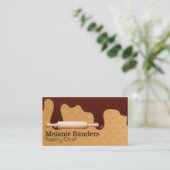 Wafer und Schokoladensirup | Button Visitenkarte (Stehend Vorderseite)