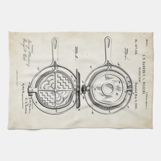 Waffel-Eisen-Patent-Druck-Tuch 1883 Handtuch (Horizontal)