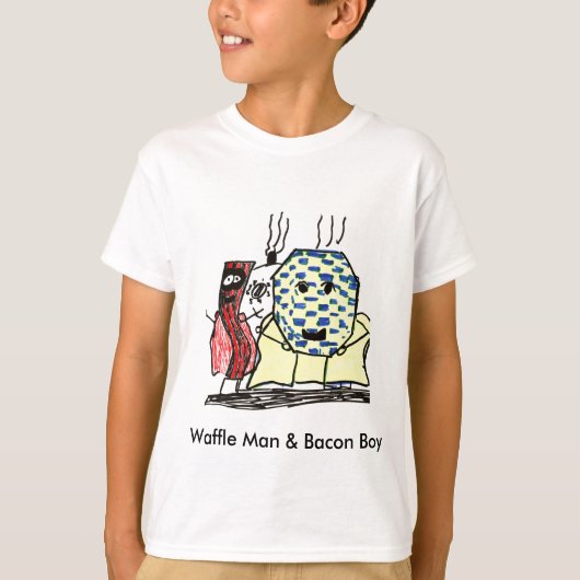 Waffel-Mann u. Speck-Junge T-Shirt (Vorderseite)