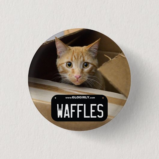 Waffel-Miezekatze-Knopf Button (Vorderseite)