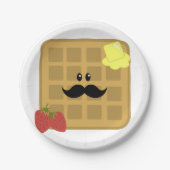 Waffel Mustache Man mit Erdbeeren Papierplatte Pappteller (Vorderseite)