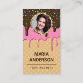 Waffel Pink Zuckerguss Tropfen Konditorei Koch Fot Visitenkarte (Vorderseite)