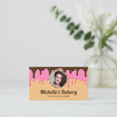 Waffel Pink Zuckerguss Tropfen Konditorei Koch Fot Visitenkarte (Stehend Vorderseite)