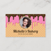 Waffel Pink Zuckerguss Tropfen Konditorei Koch Fot Visitenkarte (Vorderseite)