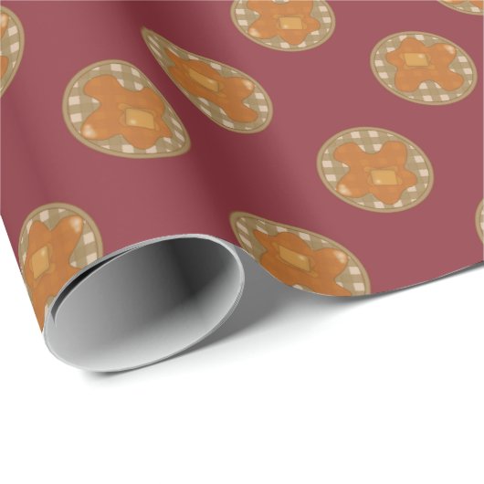 Waffel-Tupfen-Muster in Burgunder Geschenkpapier (Rolleneckpunkt)