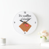 Waffel-Uhrspaß-Nahrungsmittelgraphik Große Wanduhr (Zuhause)