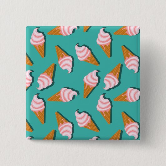 Waffelcones Eis und gefrorenes Jogurt-Muster Button (Vorderseite)