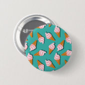Waffelcones Eis und gefrorenes Jogurt-Muster Button (Vorne & Hinten)