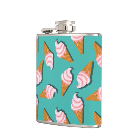 Waffelcones Eis und gefrorenes Jogurt-Muster Flachmann (Links)