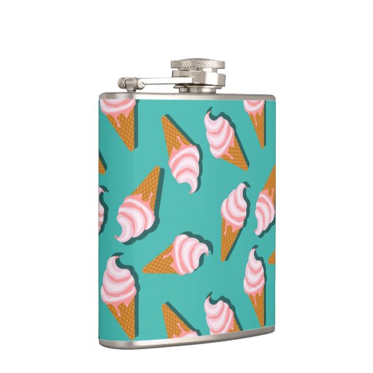 Waffelcones Eis und gefrorenes Jogurt-Muster Flachmann (Rechts)