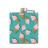 Waffelcones Eis und gefrorenes Jogurt-Muster Flachmann (Rückseite)