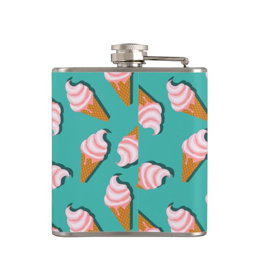 Waffelcones Eis und gefrorenes Jogurt-Muster Flachmann (Rückseite)