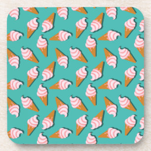 Waffelcones Eis und gefrorenes Jogurt-Muster Getränkeuntersetzer