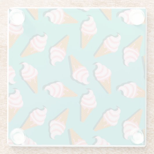 Waffelcones Eis und gefrorenes Jogurt-Muster Glasuntersetzer (Rückseite)