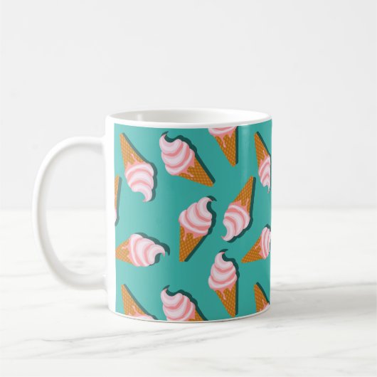 Waffelcones Eis und gefrorenes Jogurt-Muster Kaffeetasse (Links)