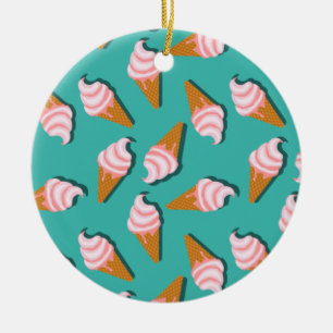 Waffelcones Eis und gefrorenes Jogurt-Muster Keramik Ornament