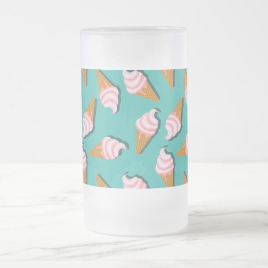 Waffelcones Eis und gefrorenes Jogurt-Muster Mattglas Bierglas (Mittel)