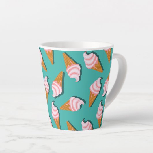Waffelcones Eis und gefrorenes Jogurt-Muster Milchtasse (Rechte Ecke)