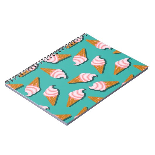 Waffelcones Eis und gefrorenes Jogurt-Muster Notizblock (Linke Seite)