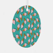 Waffelcones Eis und gefrorenes Jogurt-Muster Ornament Aus Metall (Vorderseite Rechts)