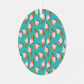 Waffelcones Eis und gefrorenes Jogurt-Muster Ornament Aus Metall (Vorderseite links)