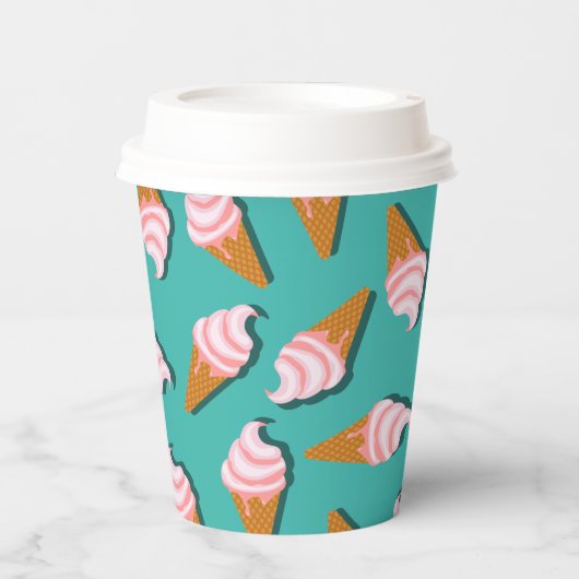 Waffelcones Eis und gefrorenes Jogurt-Muster Pappbecher (Vorderseite)