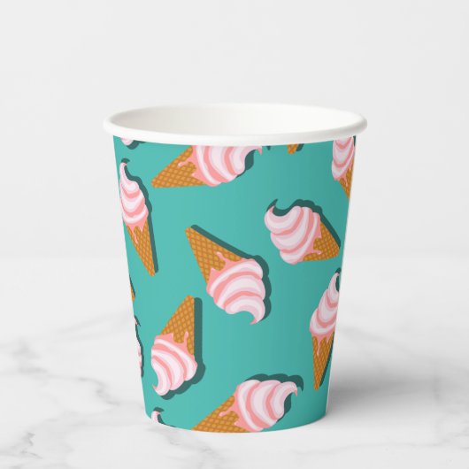 Waffelcones Eis und gefrorenes Jogurt-Muster Pappbecher (Rückseite)
