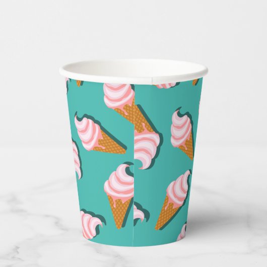 Waffelcones Eis und gefrorenes Jogurt-Muster Pappbecher (Rechts)