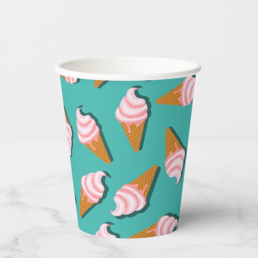 Waffelcones Eis und gefrorenes Jogurt-Muster Pappbecher (Vorderseite)