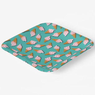 Waffelcones Eis und gefrorenes Jogurt-Muster Pappteller