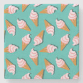 Waffelcones Eis und gefrorenes Jogurt-Muster Steinuntersetzer (Vorderseite)