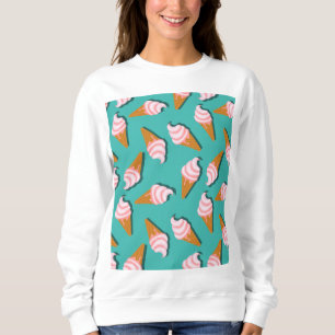 Waffelcones Eis und gefrorenes Jogurt-Muster Sweatshirt