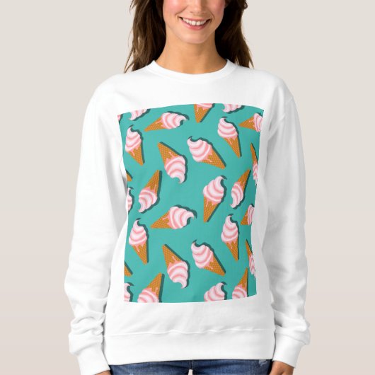 Waffelcones Eis und gefrorenes Jogurt-Muster Sweatshirt (Vorderseite)
