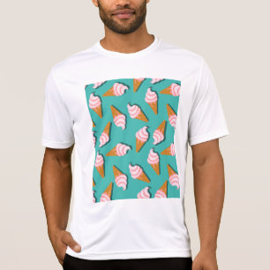 Waffelcones Eis und gefrorenes Jogurt-Muster T-Shirt