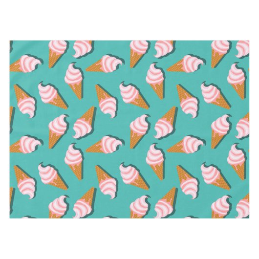 Waffelcones Eis und gefrorenes Jogurt-Muster Tischdecke (Vorderseite (Horizontal))
