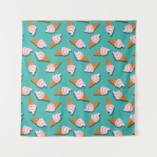 Waffelcones Eis und gefrorenes Jogurt-Muster Wandteppich (Vorderseite (Horizontal))