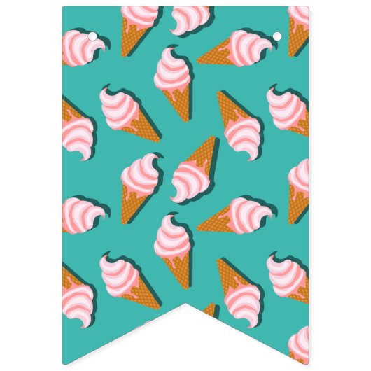 Waffelcones Eis und gefrorenes Jogurt-Muster Wimpelkette (Zweite Fahne)