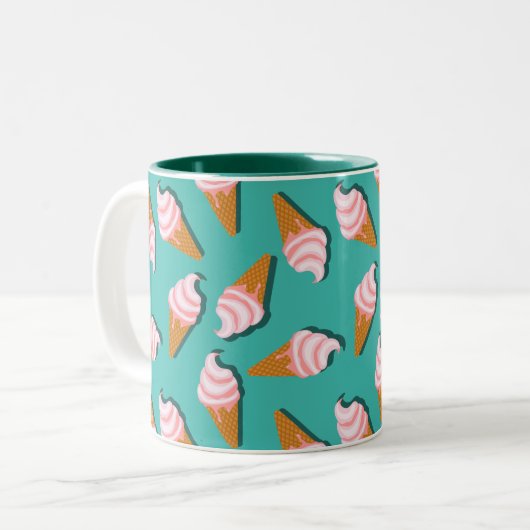 Waffelcones Eis und gefrorenes Jogurt-Muster Zweifarbige Tasse (Vorderseite Links)