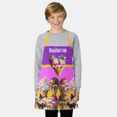 Waffeleis-Mädels, pinkfarben, gelb, 3D Schürze (Getragen)