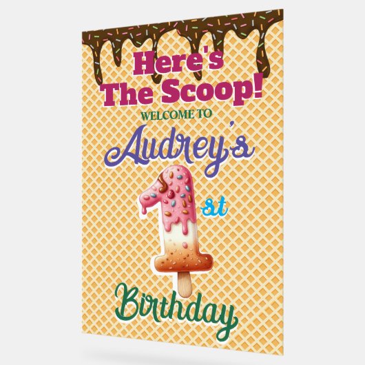 Waffeleiscreme Cone 1. Geburtstag Acrylschild (Winkel)